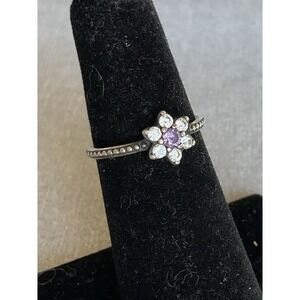 925 ALE Sterling Silver Pandora Floral Ring Size 4.5 Forget Me Not Vintage